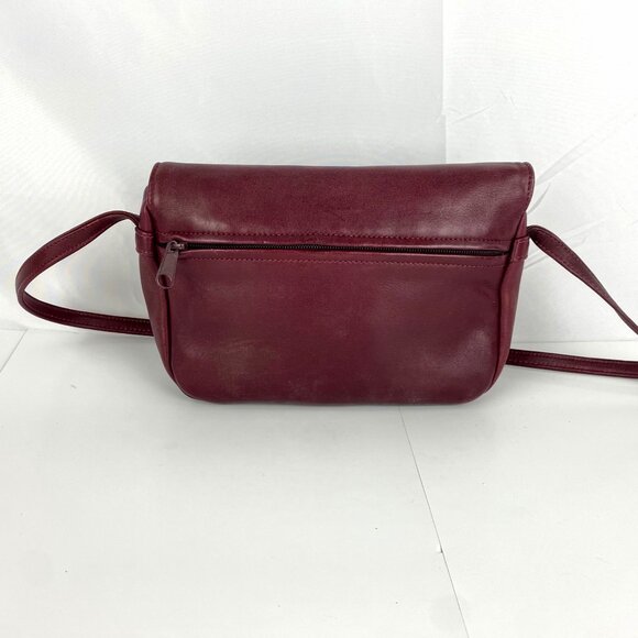 De Mura Leather Purse Shoulder Bag Multi-Pockets Burgundy Red Satchel Handbag - Picture 4 of 10